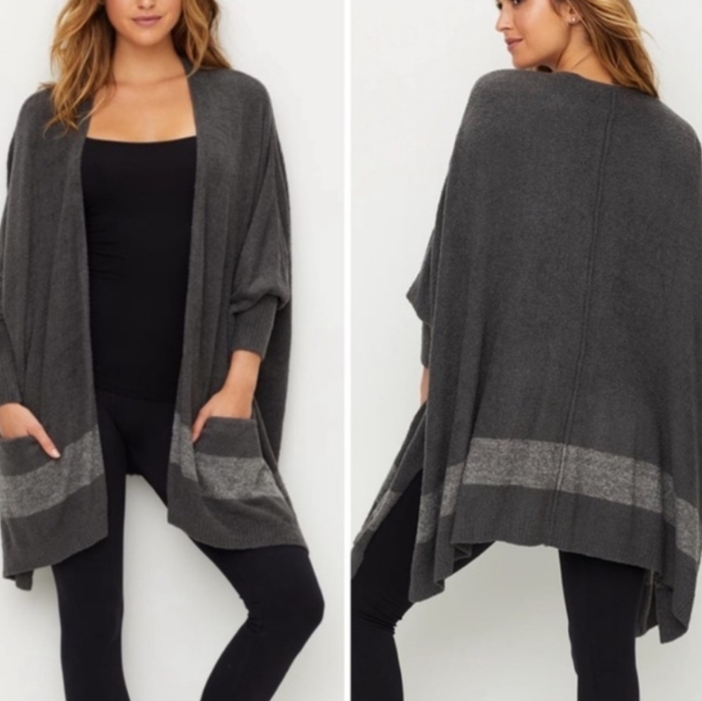 Barefoot‎ Dreams CozyChic Lite Cliffside Wrap Cardigan One Size Poncho So Soft!